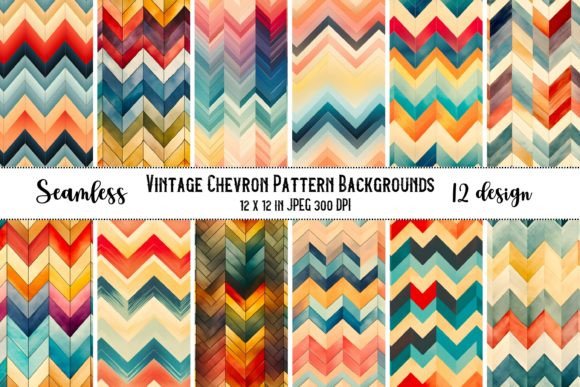 12 Seamless Vintage Chevron Patterns