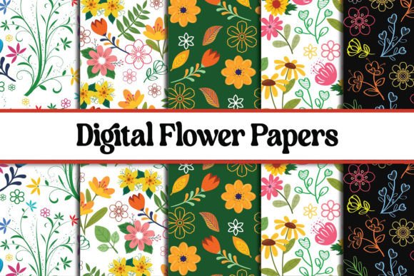 Digital Flower Background Papers Bundle