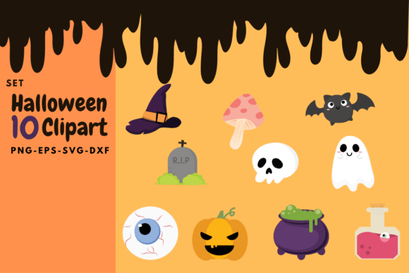 Doodle Halloween Elements Bundle Clipart