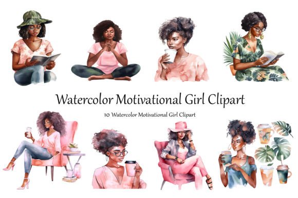 Watercolor Motivational Clipart for Creative Projects