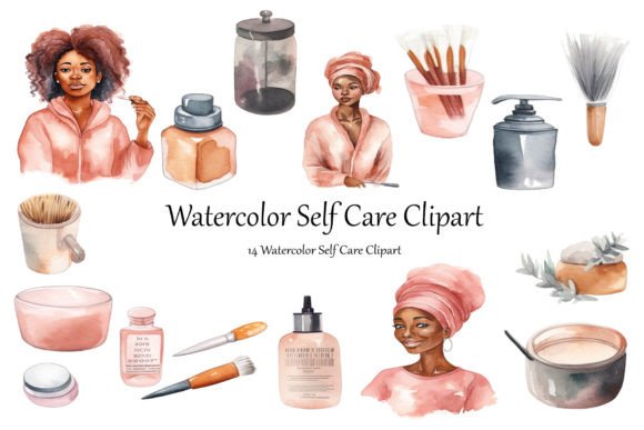 Watercolor Self Care Clipart for Creative Projects
