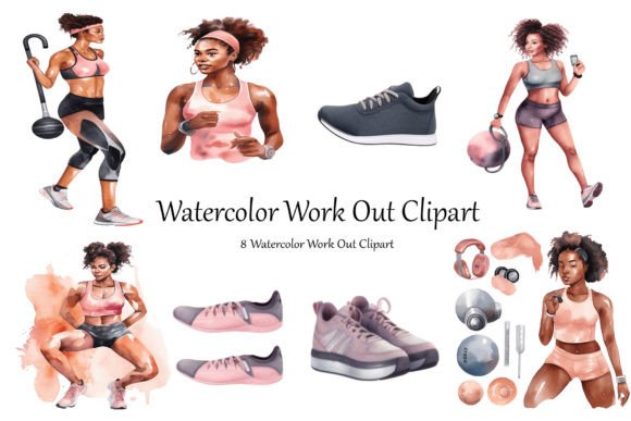 Watercolor Work Out Clipart for Creative Projects